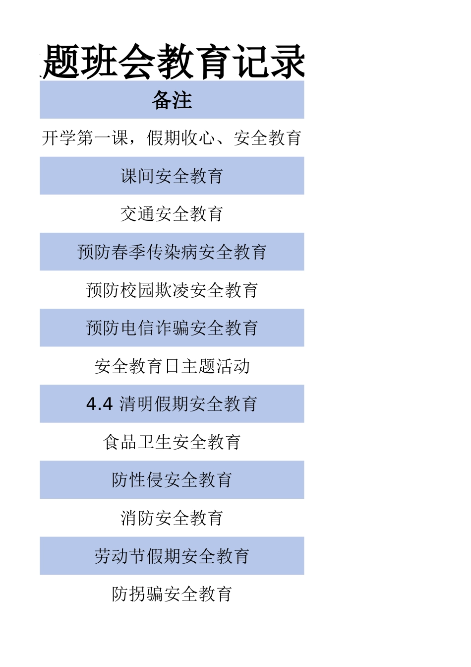 安全教育主题安排表_第5页