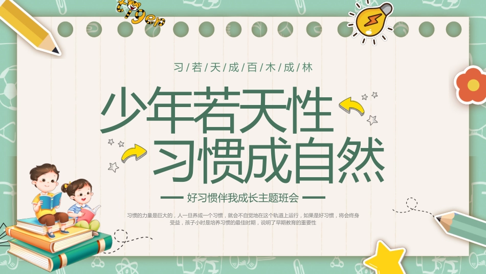 第二周主题班会课件——良好习惯养成《少年若天性,习惯成自然》_第1页