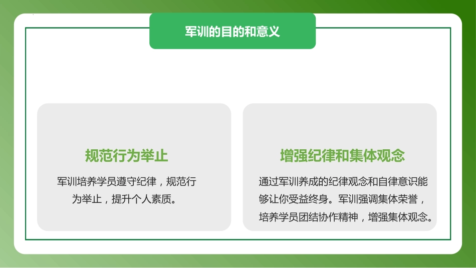 【军训动员】《迷彩青春扬帆起航》新生军训动员主题班会PPT_第6页
