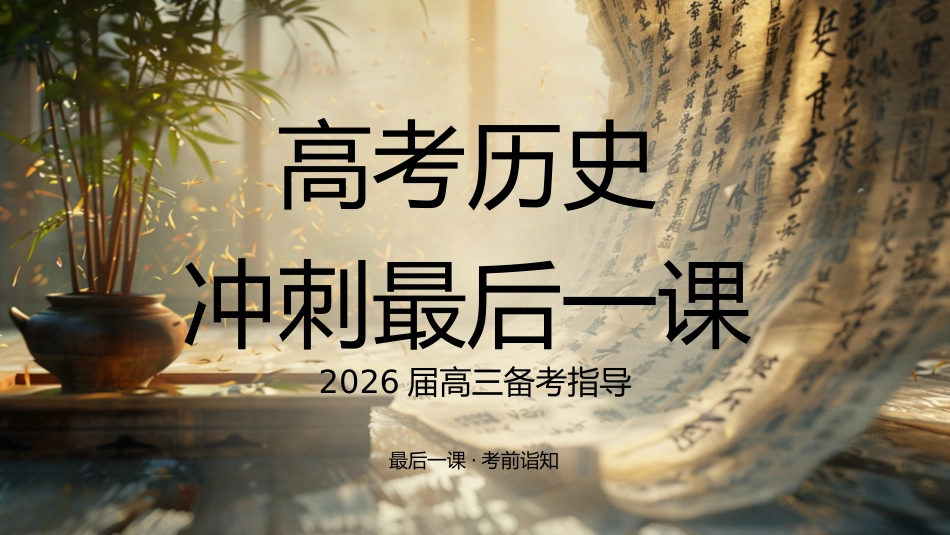【高三下】【历史】高考考前最后一课冲刺主题班会_第1页