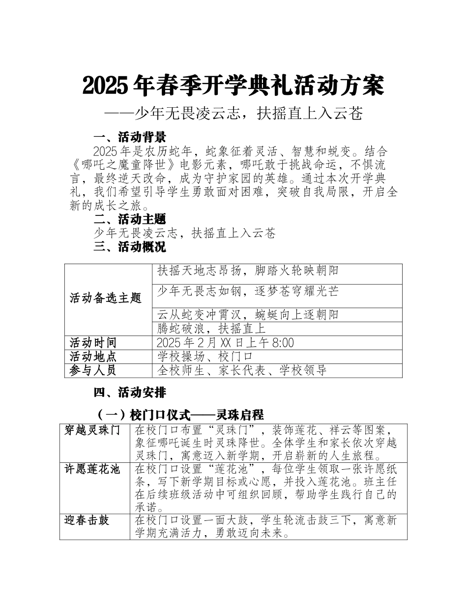 2025春季开学典礼活动方案-哪吒版_第1页