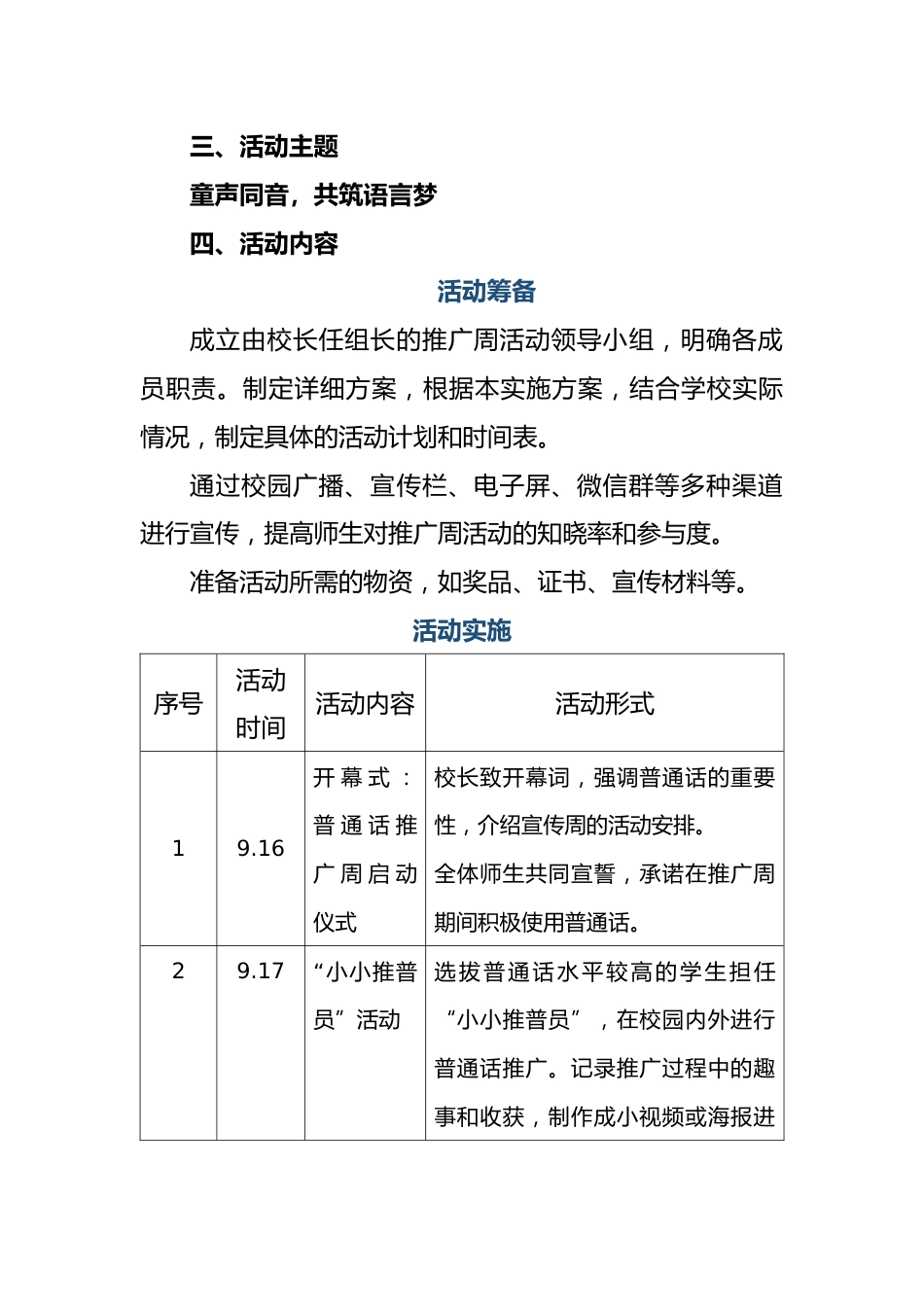 第28届全国推广普通话宣传周学校活动实施方案:童声同音,共筑语言梦_第2页
