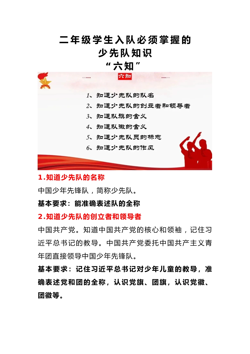 学生入队必须掌握的“六知六会一做”_第1页