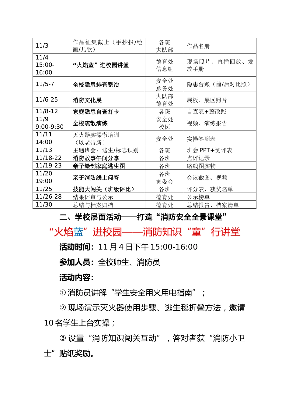 2025年消防宣传月活动实施方案:全民消防、生命至上——安全用火用电_第2页