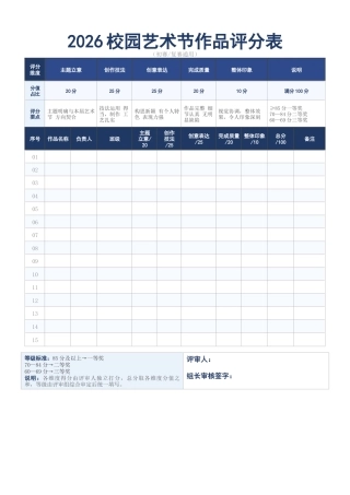 2026六一儿童节艺术节作品评分表 (1)