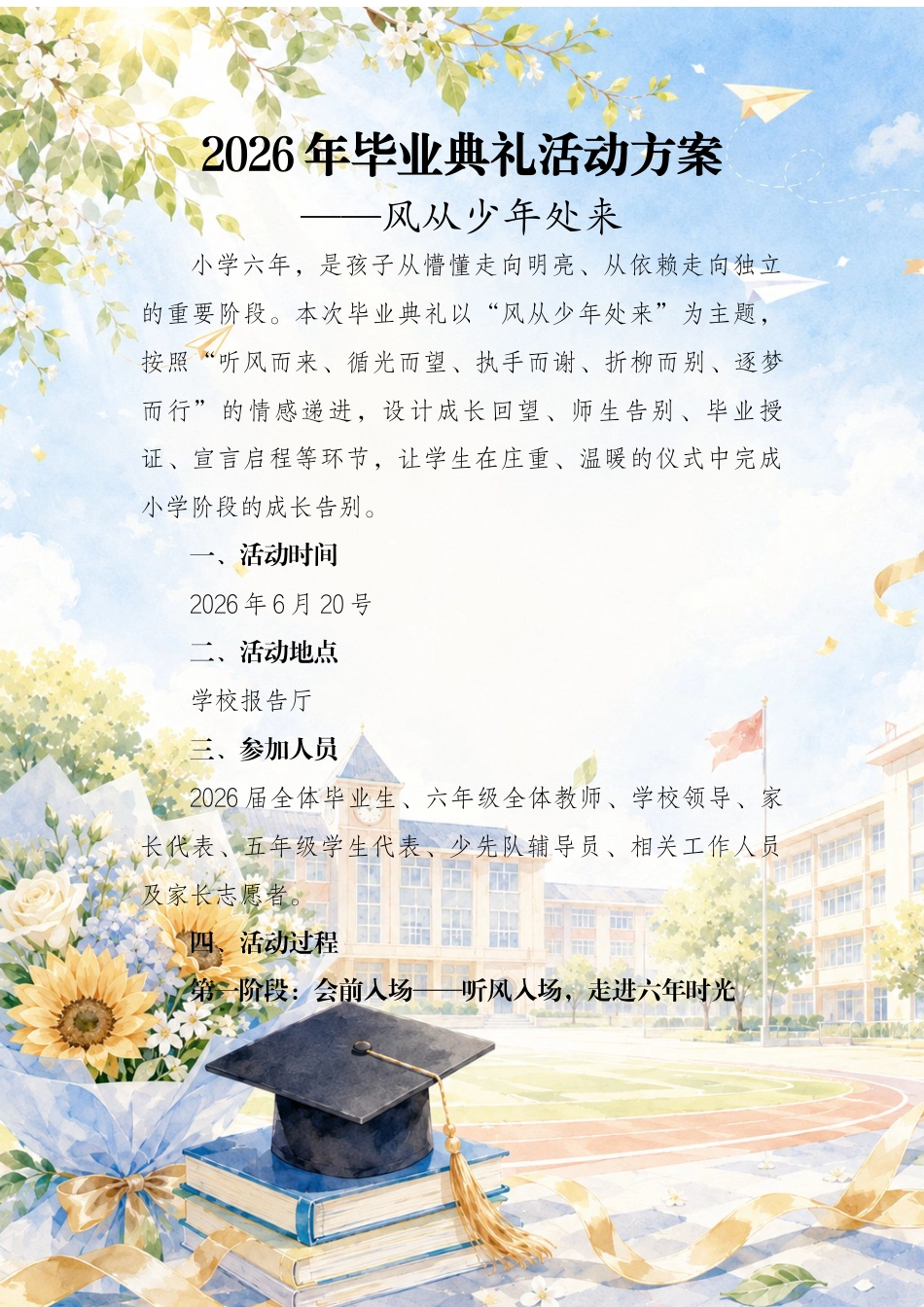 2026年毕业典礼活动方案——风从少年处来_第1页