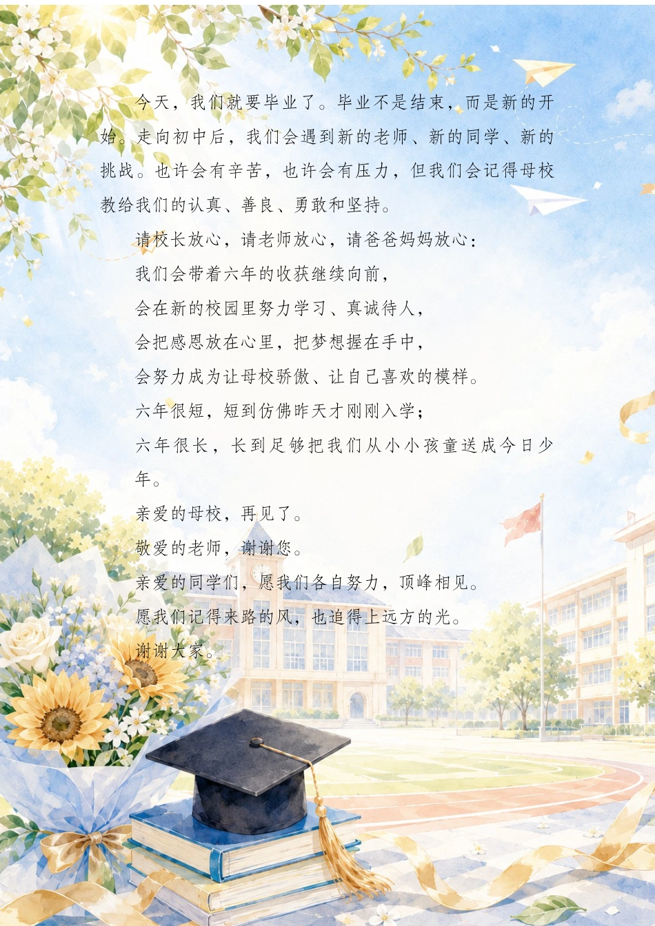 2026年毕业生代表讲话稿——把童年写进母校的风里_第3页