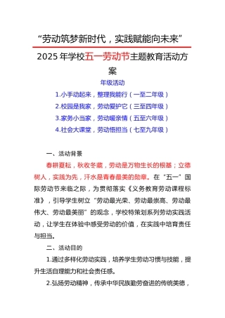 1.劳动筑梦新时代，实践赋能向未来——活动方案