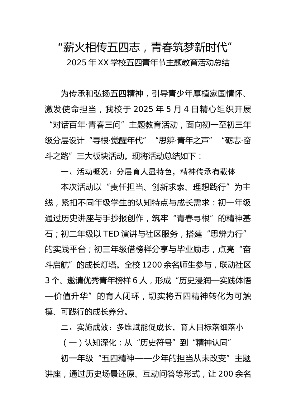 5.薪火相传五四志——2025年五四青年节活动总结_第1页