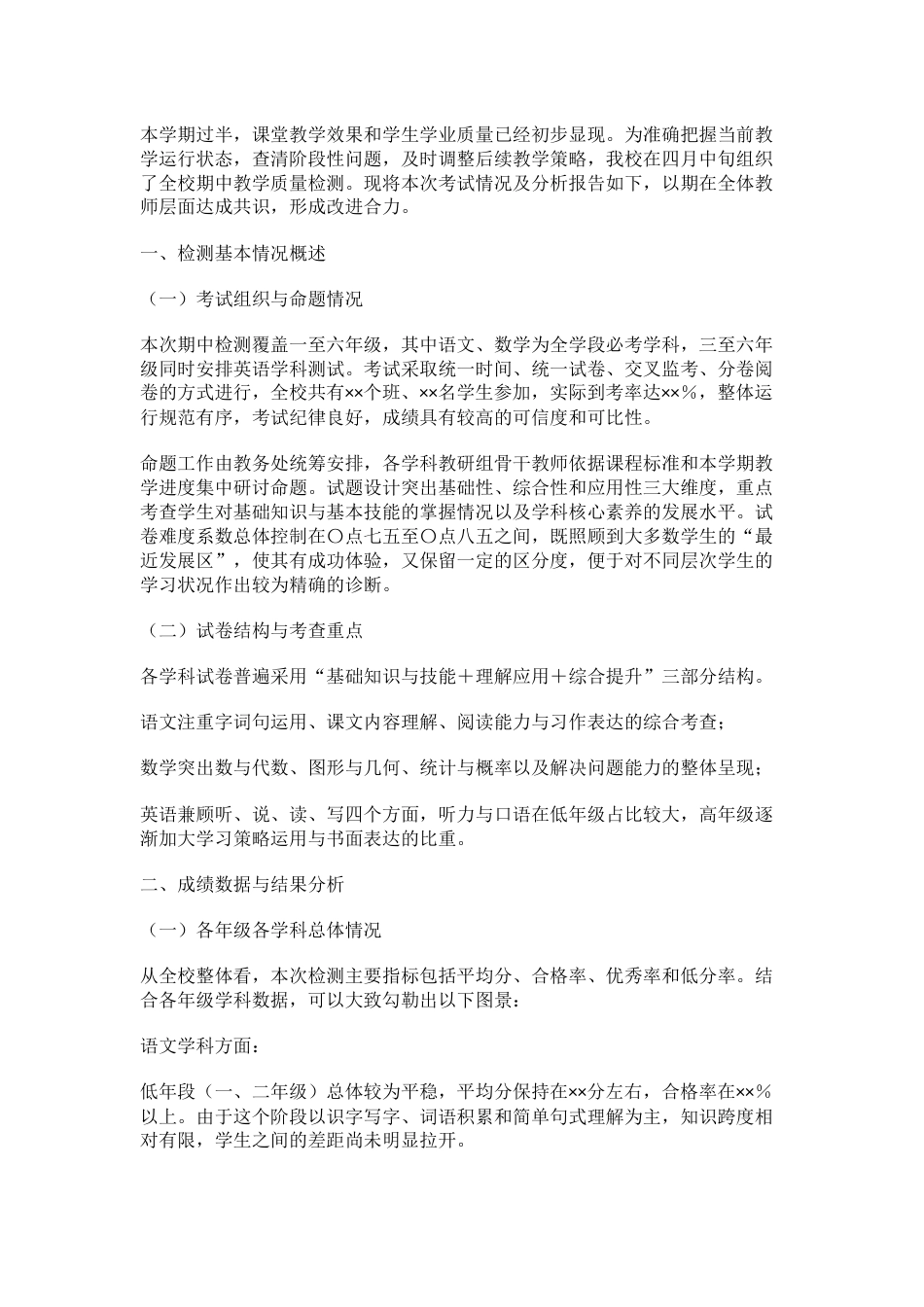 2025—2026学年第二学期期中教学质量分析报告_第1页