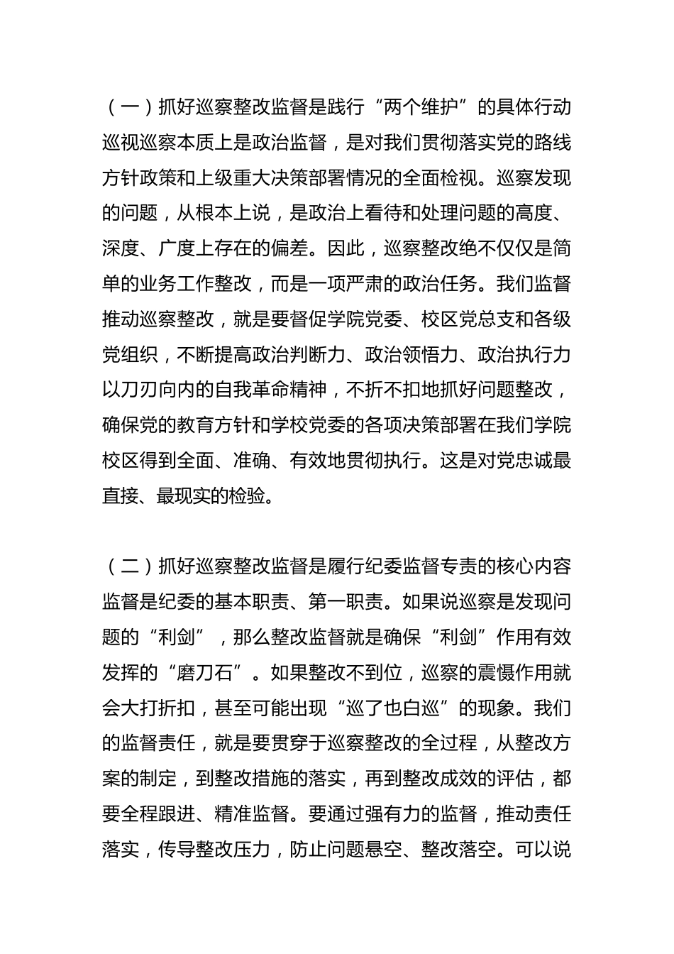 在2026年学院纪委巡察整改专项督查工作专题会上的讲话_第3页