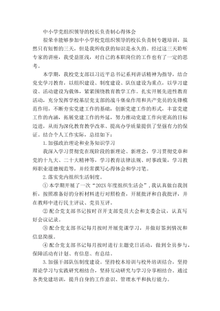 中小学党组织领导的校长负责制心得体会