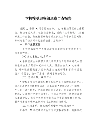 学校接受巡察组巡察自查报告