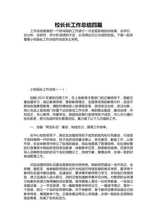 399-校长长工作总结四篇