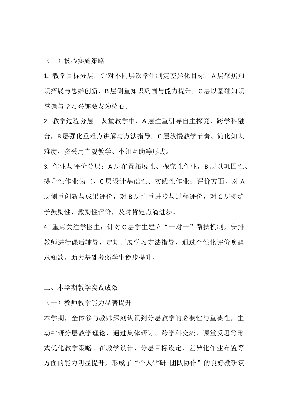 2025—2026学年第一学期(秋季学期)学校分层教学工作总结_第2页