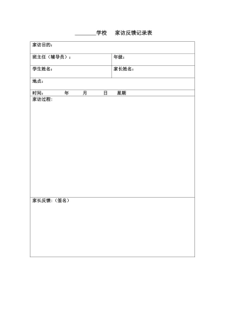 班主任家访记录反馈表