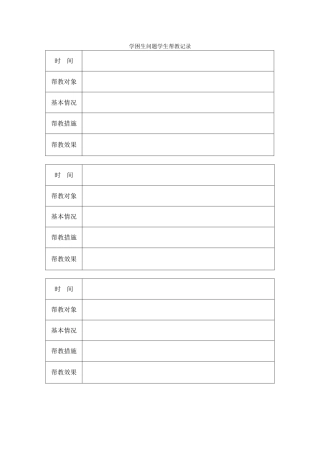 学困生问题学生帮教记录