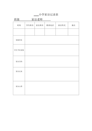 小学家访记录表
