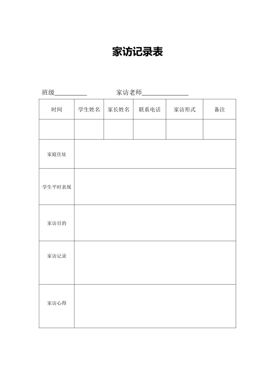 班主任家访记录表(二)_第1页