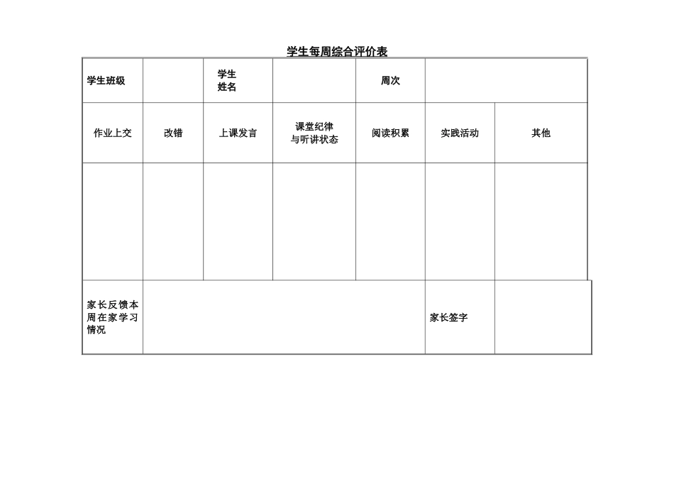 14.学生每周评价表_第1页