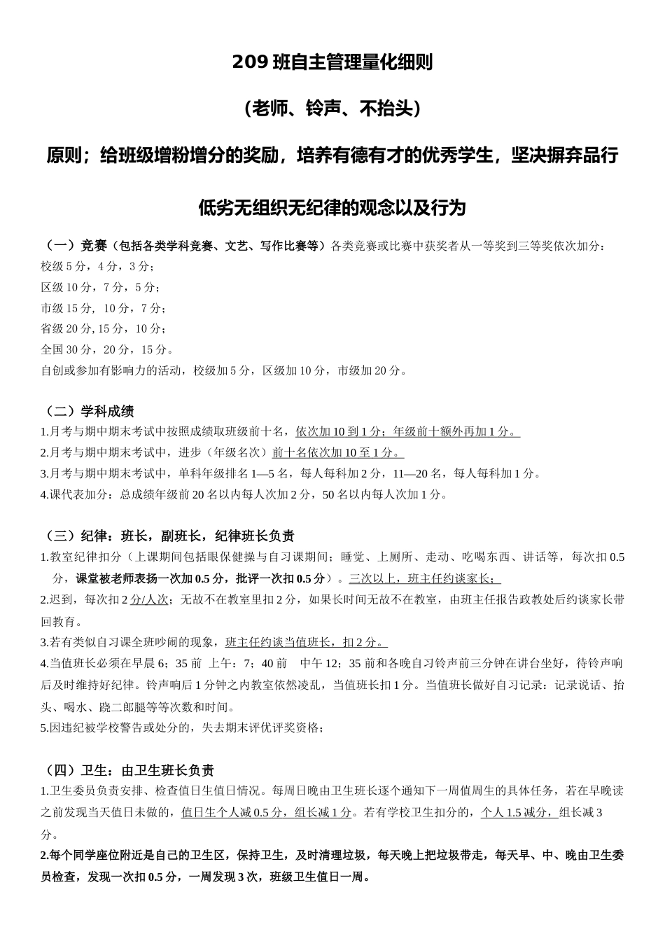 班级管理量化细则_第1页