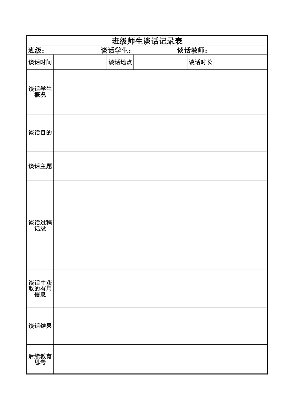 师生谈话记录表A4纸直接打印_第1页