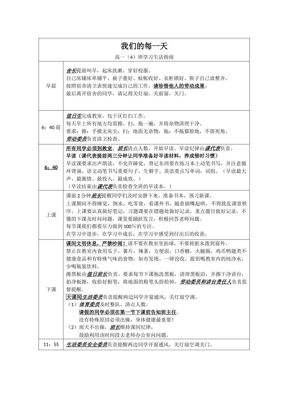 班主任工作资料:我们的每一天(高一4班学习生活指南)_第1页