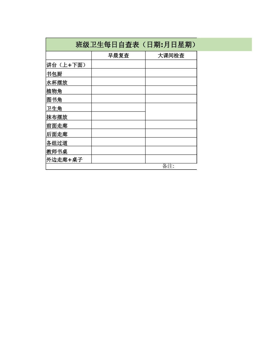 班级卫生每日自查表_第1页