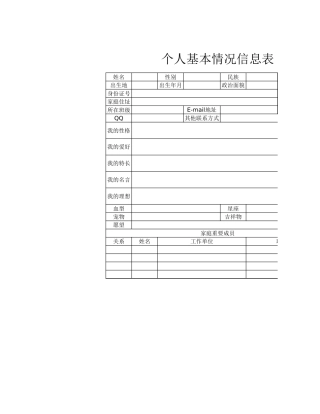 个人基本情况信息表