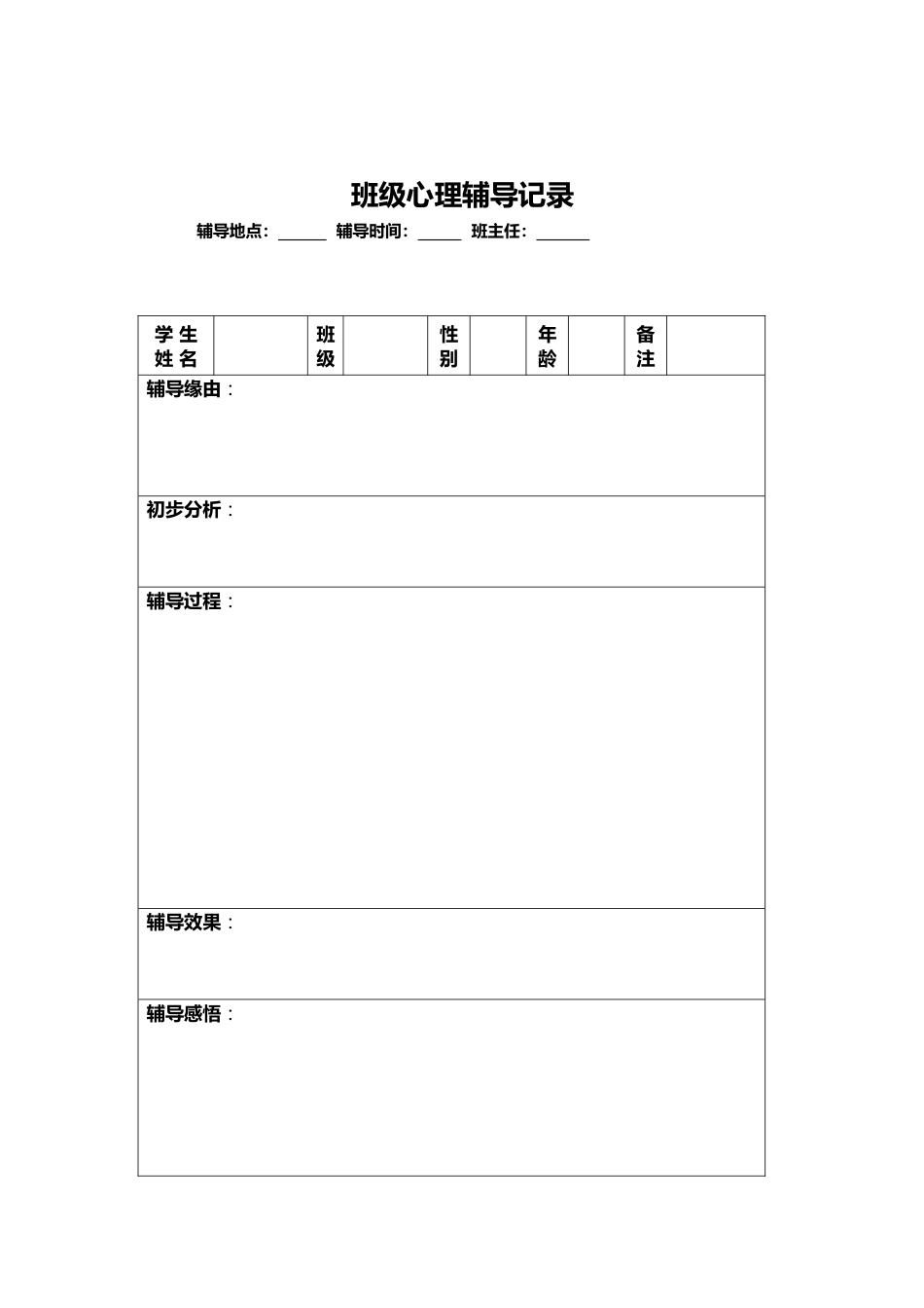 班级心理辅导记录表_第1页