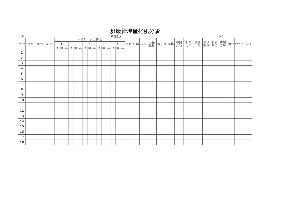 班级管理量化积分表1_第1页