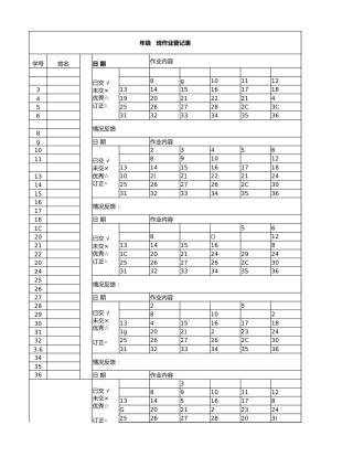 收作业表7