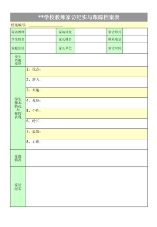 9.教师家访纪实与跟踪档案表