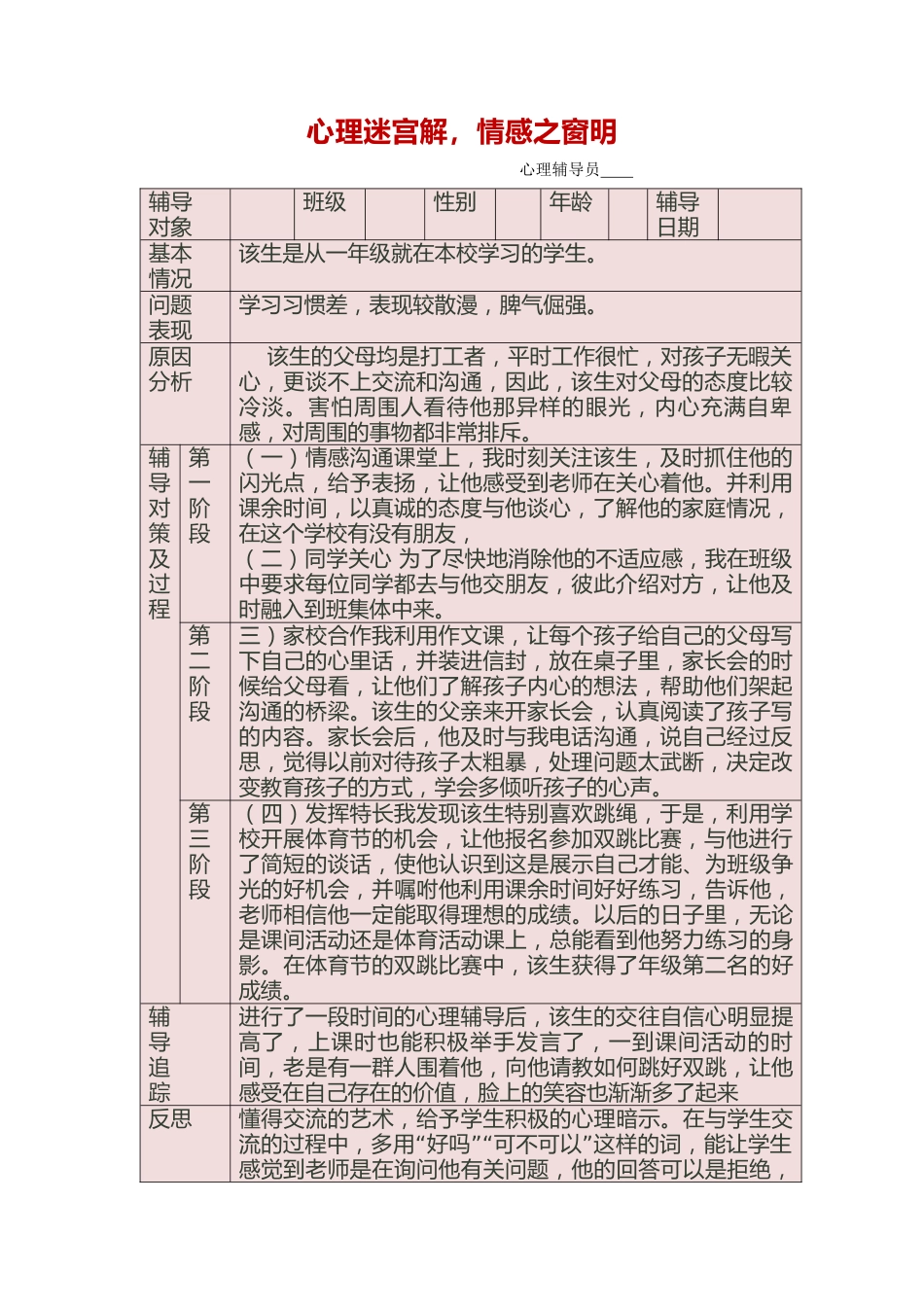 (7篇)2025年心理健康教育辅导记录表_第2页