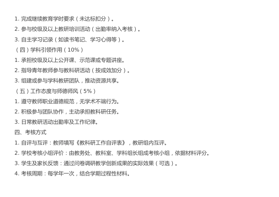2024-2025学年学校教科研教师考核细则(附考核表)_第3页