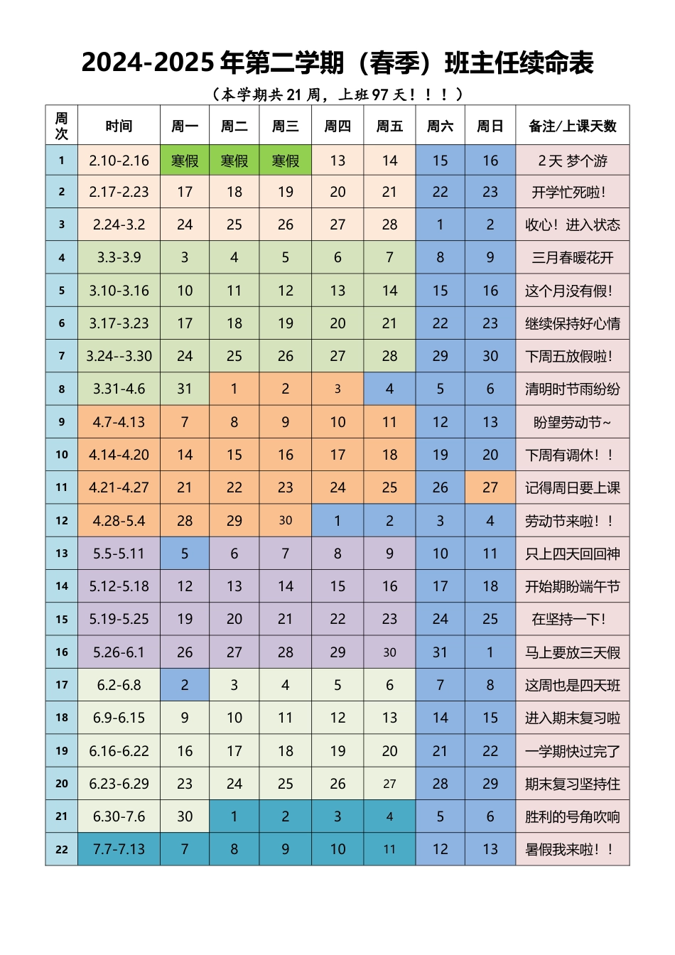 2024-2025年第二学期班主任工作手册_第2页