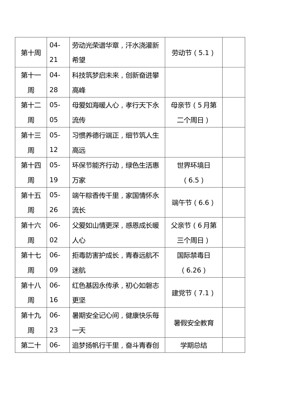 2025年春季中小学升旗仪式安排表(附:1-20周讲话稿)_第2页