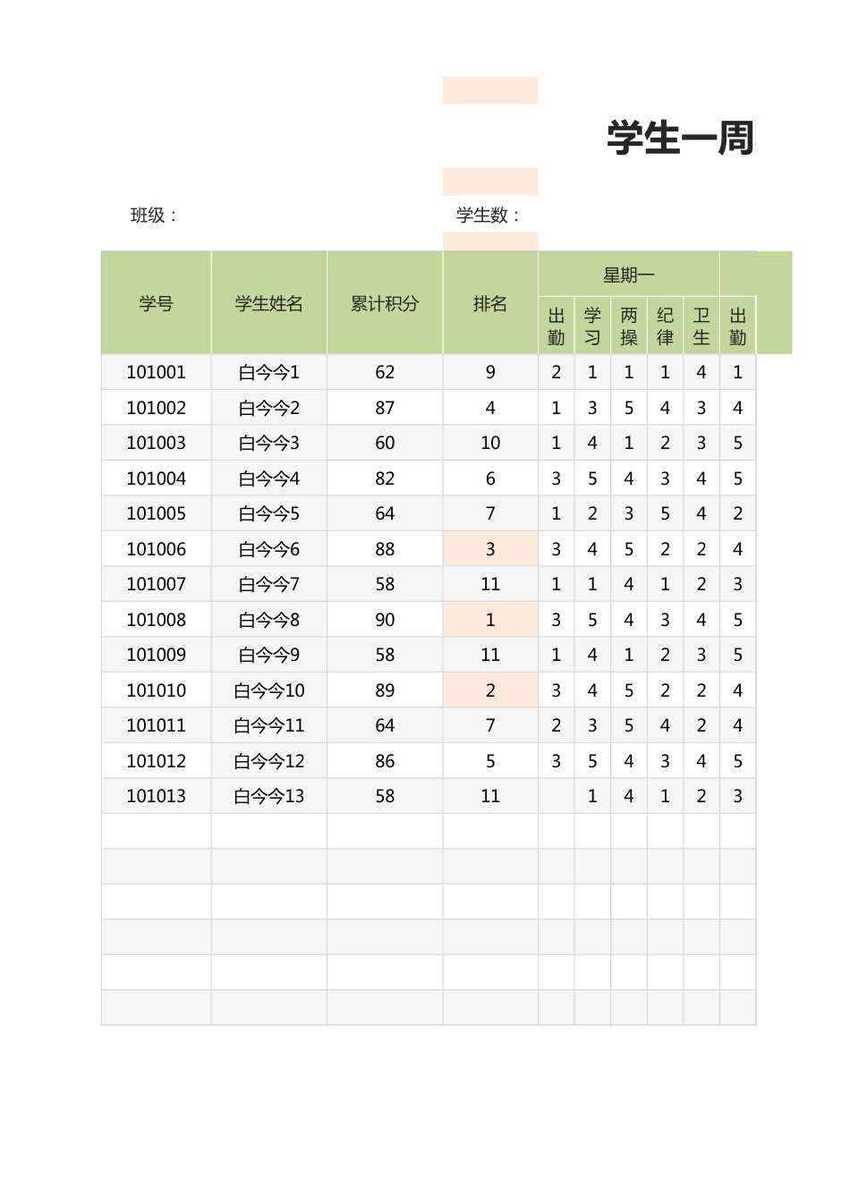 学生积分登记表_第1页
