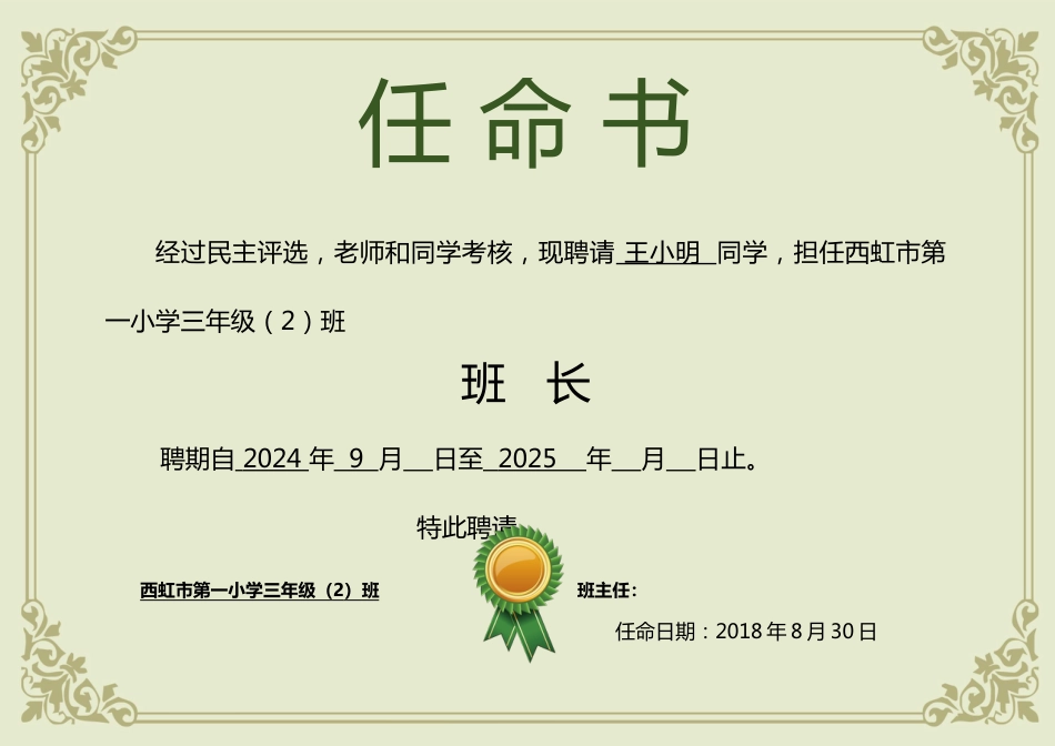 班委聘任书-任命书 横版 (4)_第1页