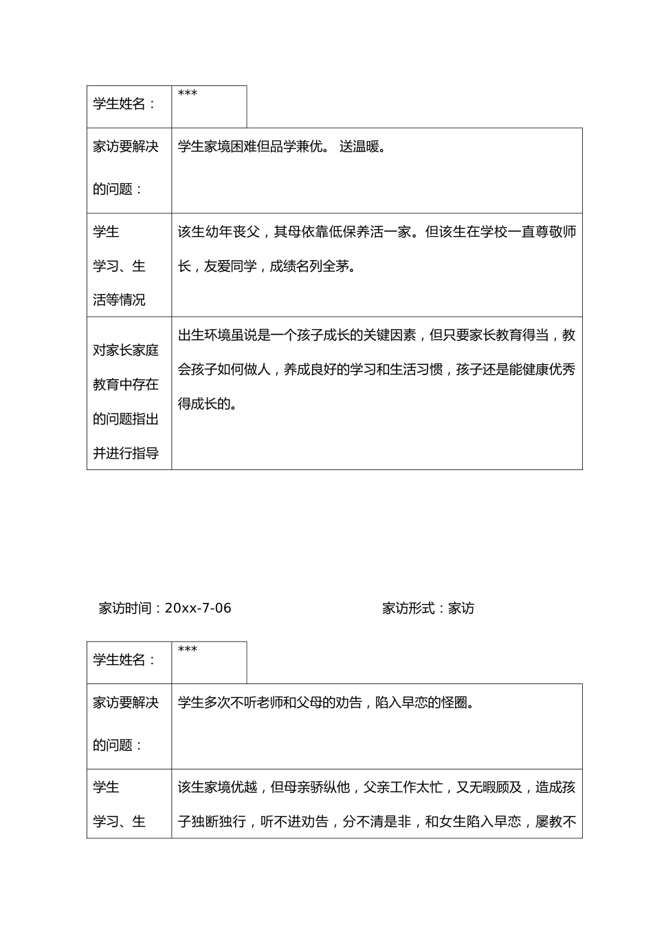 暑期班主任家访记录_第2页