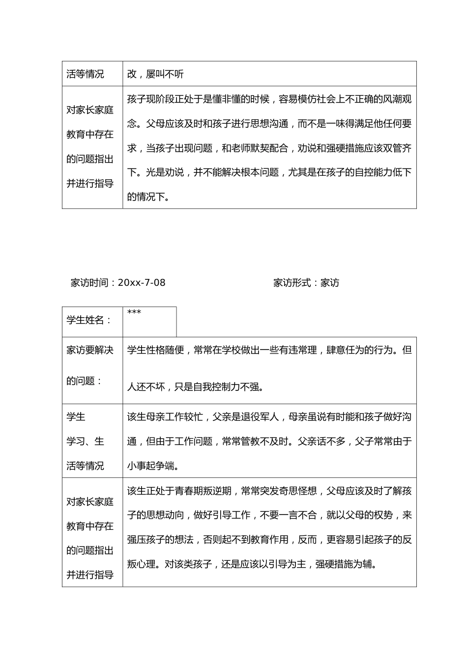 暑期班主任家访记录_第3页