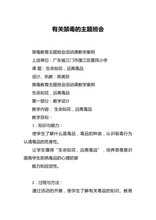 有关禁毒的主题班会