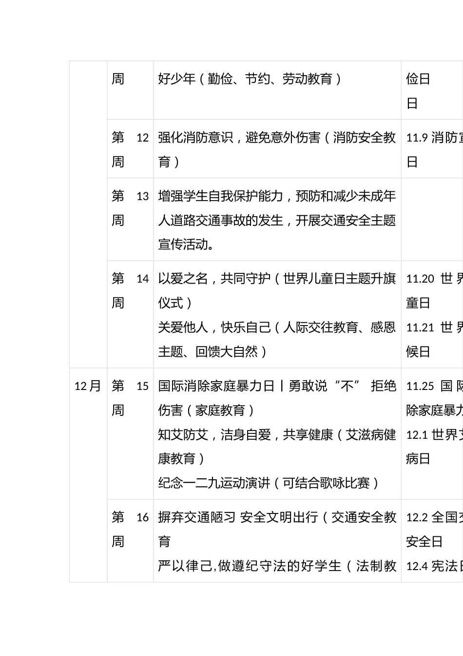 2024学年秋季期每周主题班会、少队课安排表_第3页