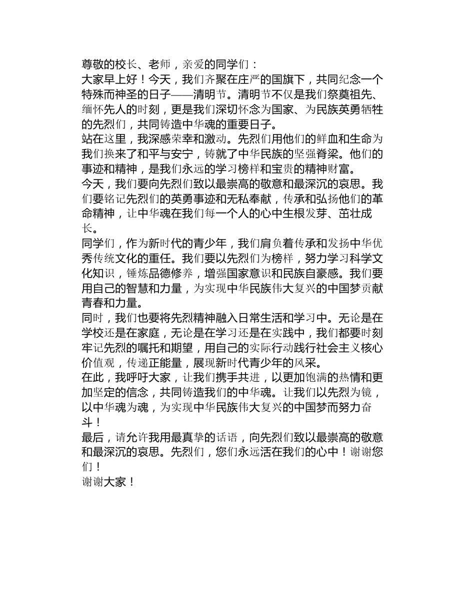 “清明祭先烈,共铸中华魂”国旗下演讲稿3篇_第3页