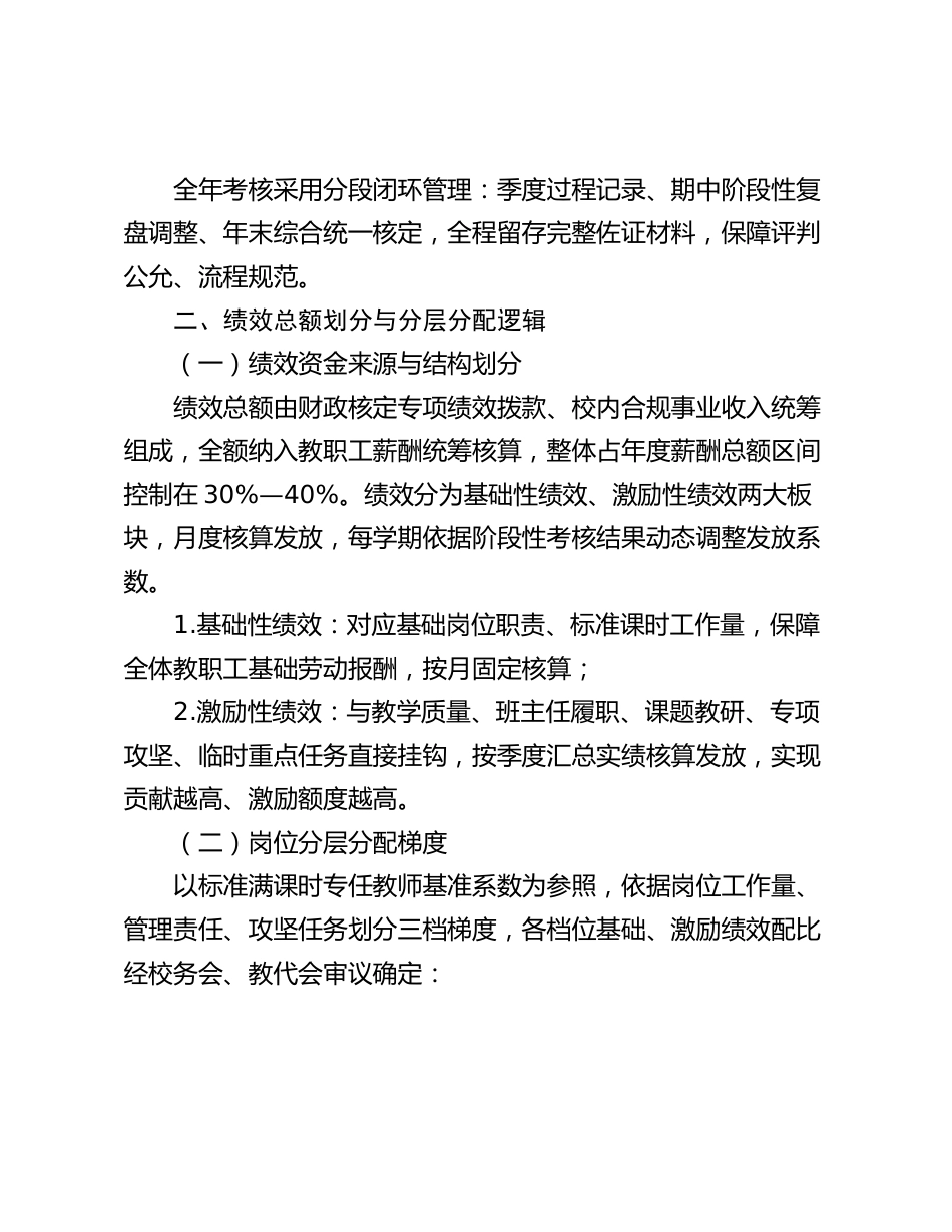 2026学年教职工绩效考评与薪酬分配试行细则_第2页