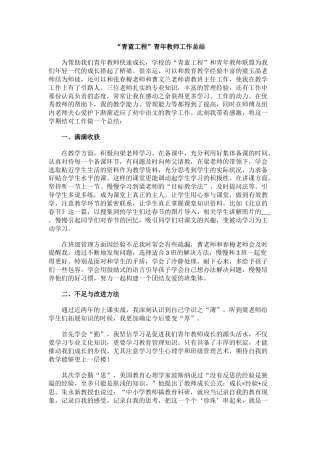 “青蓝工程”青年教师工作总结