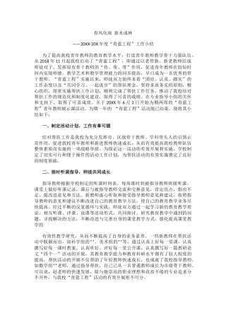 青蓝工程工作总结