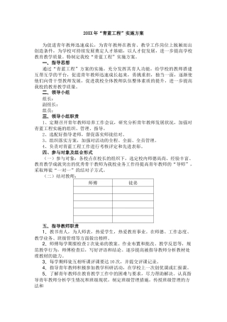 20XX年“青蓝工程”实施方案