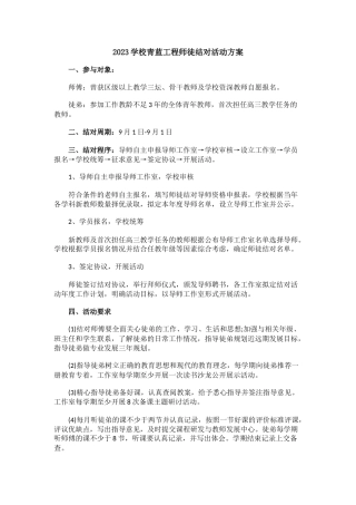 202X学校青蓝工程师徒结对活动方案(2)