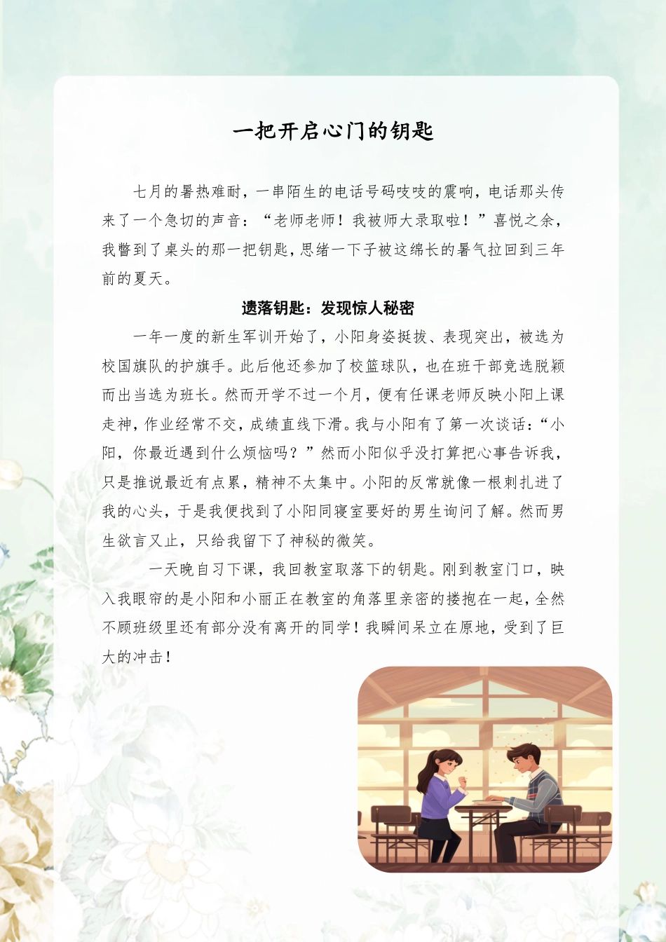 《一把开启心门的钥匙》育人故事_第2页